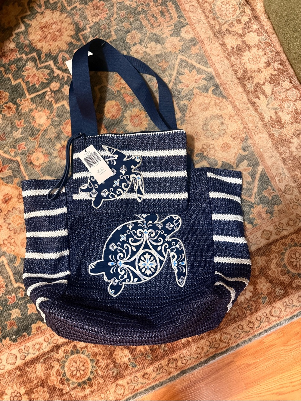 Vera Bradley Straw Tote With Matching Zipper Pouch
